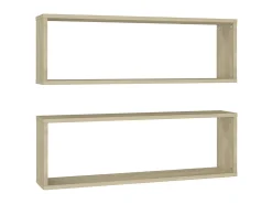 Prateleira| Estantes parede cúbicas 2pcs derivados madeira carvalho sonoma PT802432 Castanho