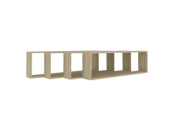 Prateleira*vidaxl Estantes parede cúbicas 4pcs derivados madeira carvalho sonoma Castanho
