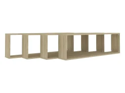 Prateleira*vidaxl Estantes parede cúbicas 4pcs derivados madeira carvalho sonoma Castanho