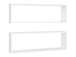 Prateleira| Estantes parede cúbicas 2pcs deriv. madeira 80x15x26,5cm PT850082 Branco