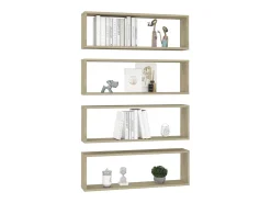 Estantes parede cúbicas 4pcs deriv. madeira 80x15x26,5cm sonoma PT184368^ Prateleira