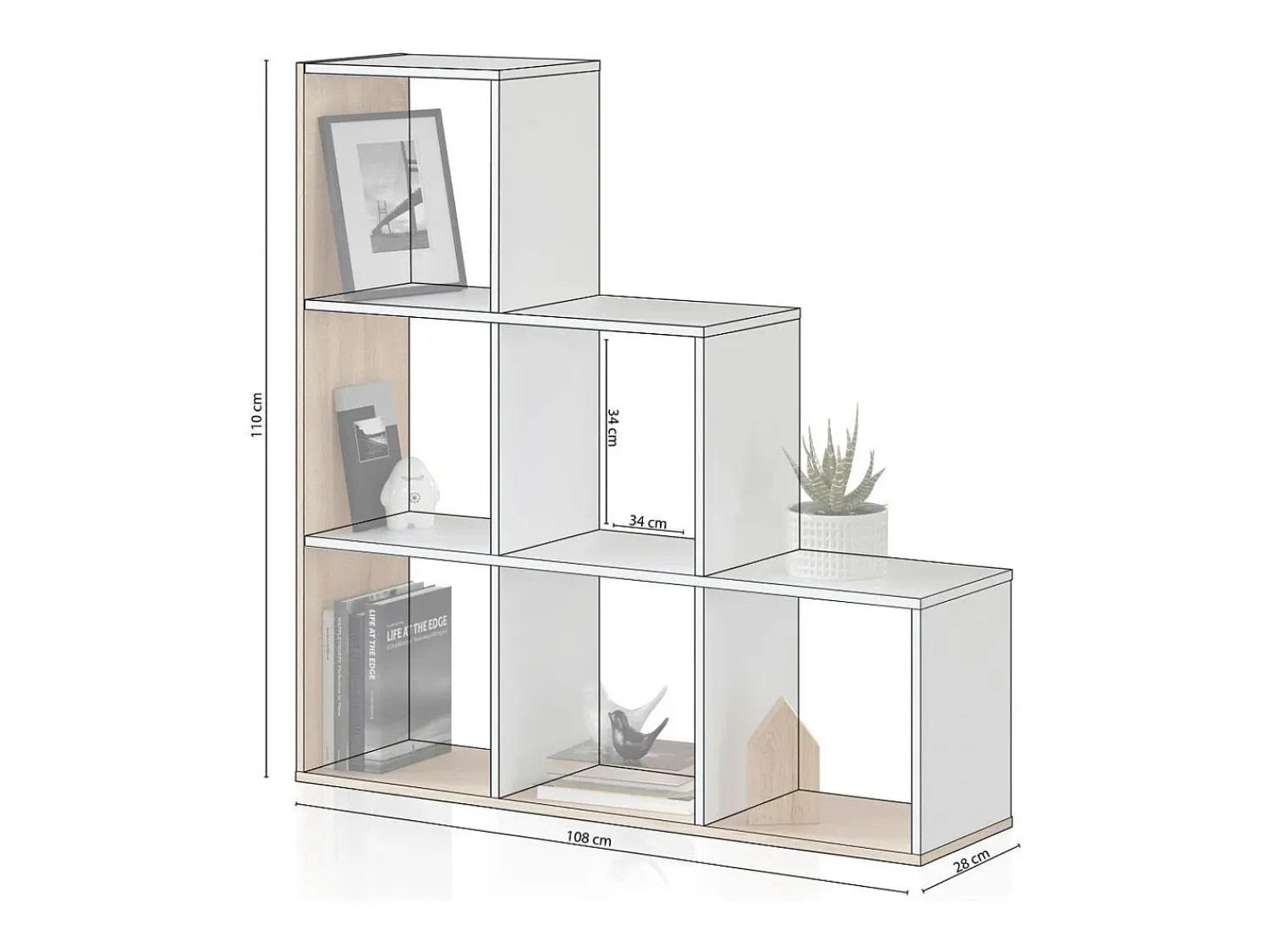 duehome Estantes Teron Blanco Artik (Blanco Mate) - Roble Canadian^ Prateleira