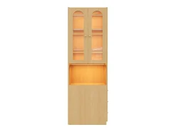 Vitrina*ModernLuxe Estante/Vitrine - 60×40×200 cm - 3 gavetas laterais e 2 portas de vidro - LED - Lados esquerdo/direito reversíveis - Natural Natural claro