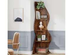Tribesigns Etagère de canto moderna com 5 níveis, Pequena biblioteca de canto elegante, Suporte para plantas e unidade de organização com formato único,^ Biblioteca