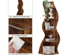 Tribesigns Etagère de canto moderna com 5 níveis, Pequena biblioteca de canto elegante, Suporte para plantas e unidade de organização com formato único,^ Biblioteca