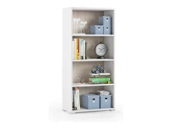 Biblioteca*Dmora Etante Ddjuri, Biblioteca com 3 prateleira ajutávei, Etante de livro, Armário de parede com prateleira, 100% Fabricado em Itália, 60x30h130 cm, e Carvalho Branco