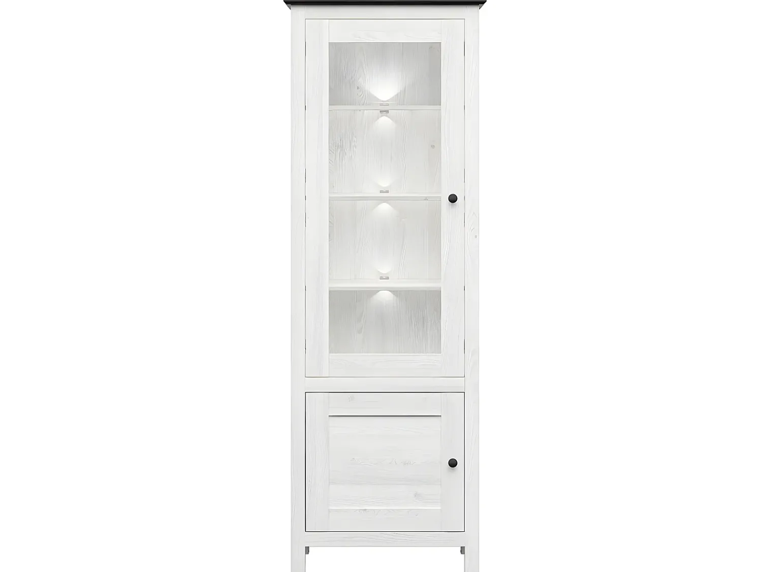 Petits-Meubles Expositor de 2 portas com LED Duck White e Dark Wood^ Vitrina