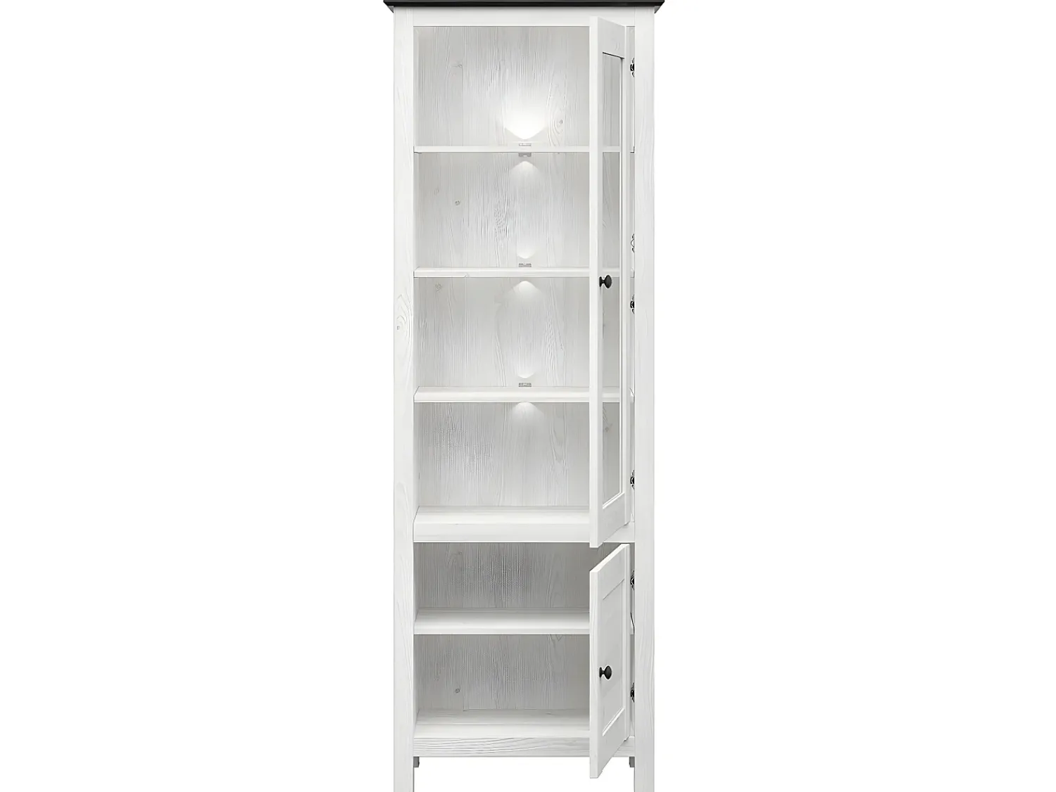 Petits-Meubles Expositor de 2 portas com LED Duck White e Dark Wood^ Vitrina