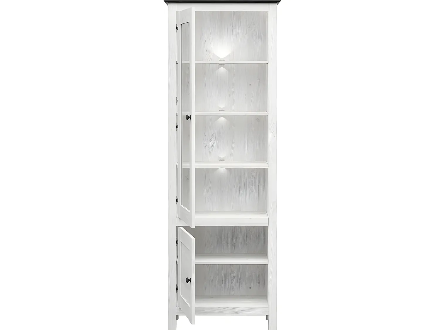 Petits-Meubles Expositor de 2 portas com LED Duck White e Dark Wood^ Vitrina