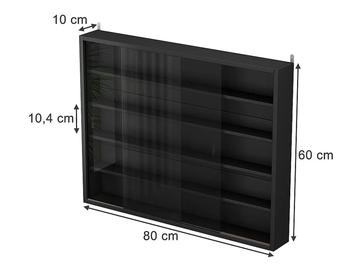 Vitrina*Vicco Expositor de parede 80x10x60 showla Preto