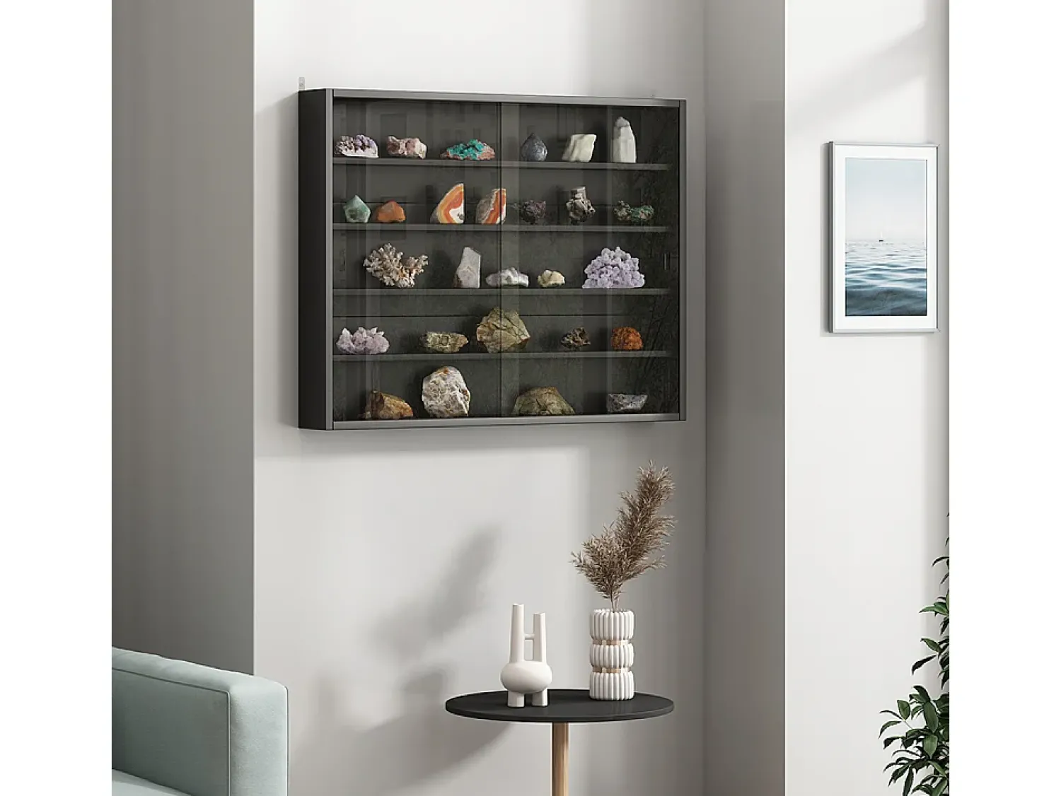 Vitrina*Vicco Expositor de parede 80x10x60 showla Preto