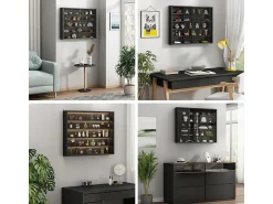 Vitrina*Vicco Expositor de parede 80x10x60 showla Preto