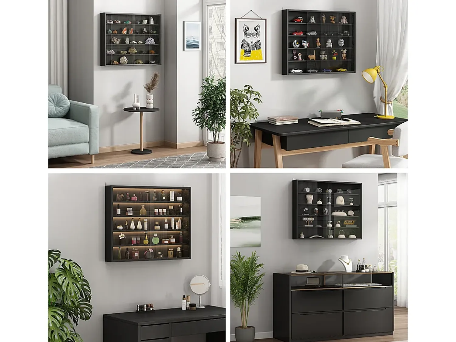 Vitrina*Vicco Expositor de parede 80x10x60 showla Preto