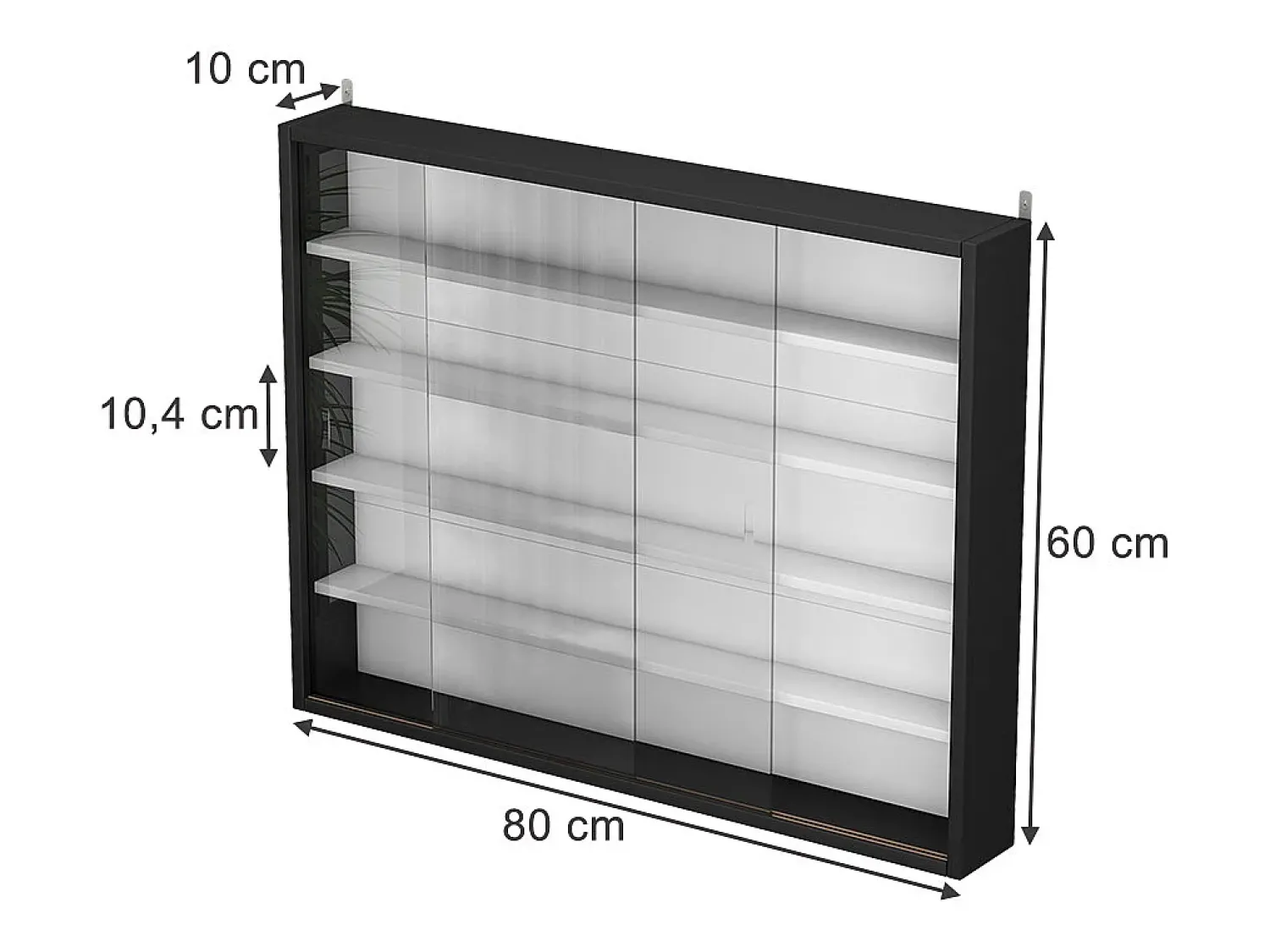 Vitrina|Vicco Expositor de parede /branco 80x10x60 showla Preto