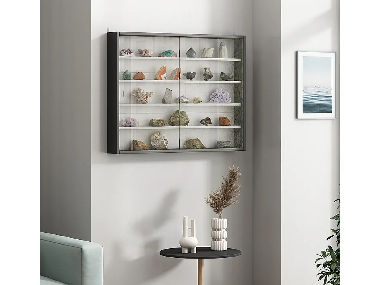 Vitrina|Vicco Expositor de parede /branco 80x10x60 showla Preto