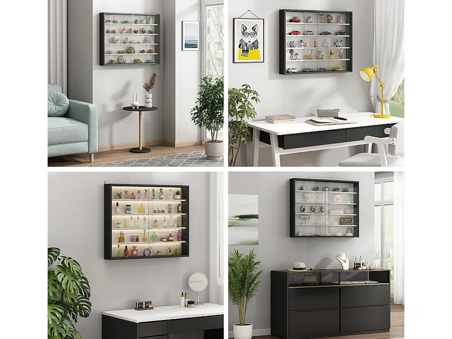 Vitrina|Vicco Expositor de parede /branco 80x10x60 showla Preto