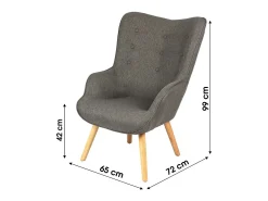 Meublorama Fauteuil de salon en tissu gris foncé avec pieds en bois collection ENJOY. Style scandinave^ Poltrona