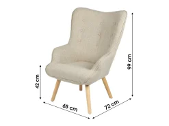 Poltrona|Meublorama Fauteuil de salon en tissu beige avec pieds en bois collection ENJOY. Style scandinave Bege