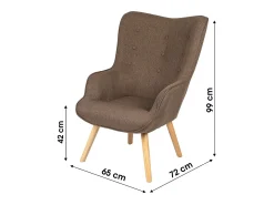 Poltrona|Meublorama Fauteuil de salon en tissu coloris avec pieds en bois collection ENJOY. Style scandinave Taupe