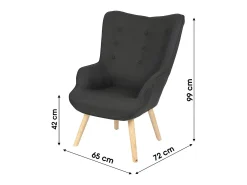 Best Meublorama Fauteuil de salon en tissu noir avec pieds en bois collection ENJOY. Style scandinave Preto