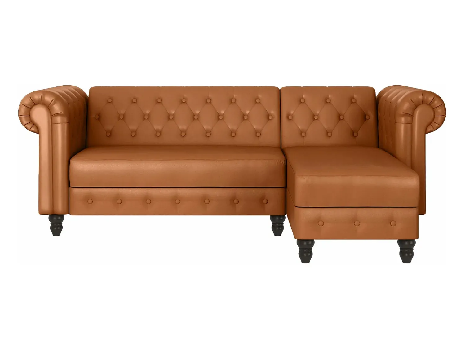 Sofá|Dorel Home Felix | Sofá-cama Chaise Longue em PU Cognac Castanho
