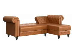 Sofá|Dorel Home Felix | Sofá-cama Chaise Longue em PU Cognac Castanho