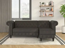 Sofá*Dorel Home Felix | Sofá-cama Chaise Longue em microfibra antracite Cinza antracite