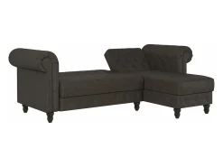 Sofá*Dorel Home Felix | Sofá-cama Chaise Longue em microfibra antracite Cinza antracite