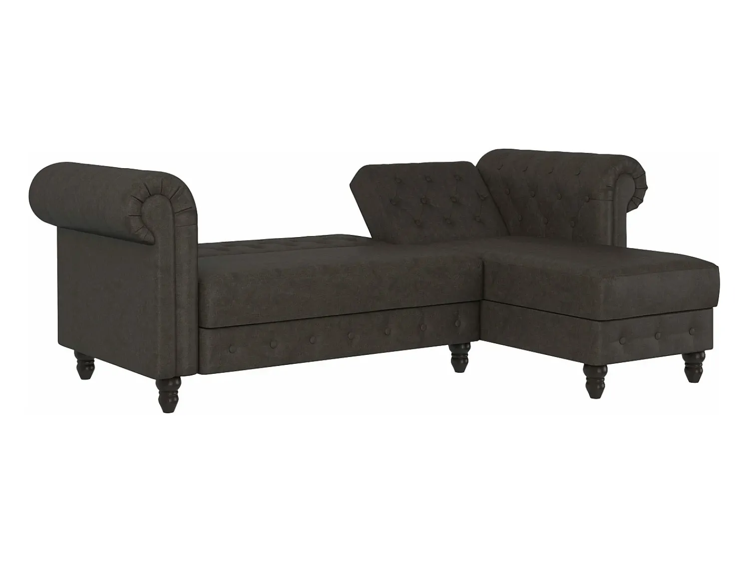 Sofá*Dorel Home Felix | Sofá-cama Chaise Longue em microfibra antracite Cinza antracite
