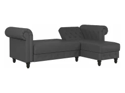 Sofá*Dorel Home Felix | Sofá-cama Chaise Longue em PU Cinzento