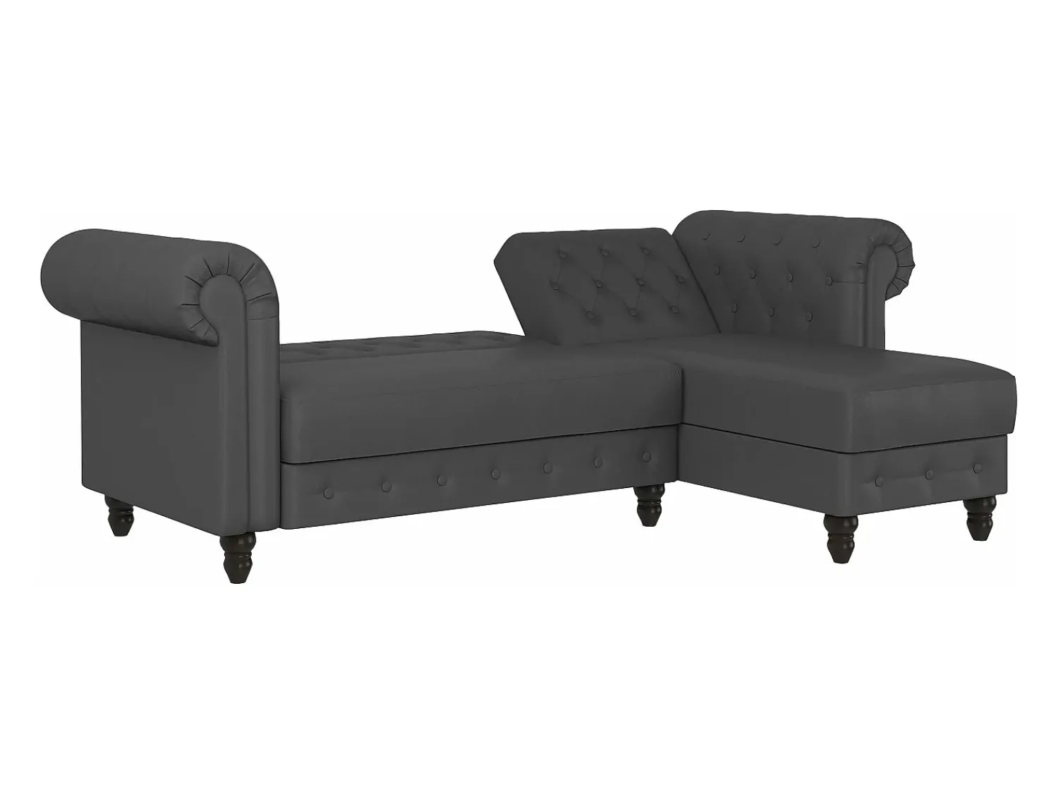 Sofá*Dorel Home Felix | Sofá-cama Chaise Longue em PU Cinzento