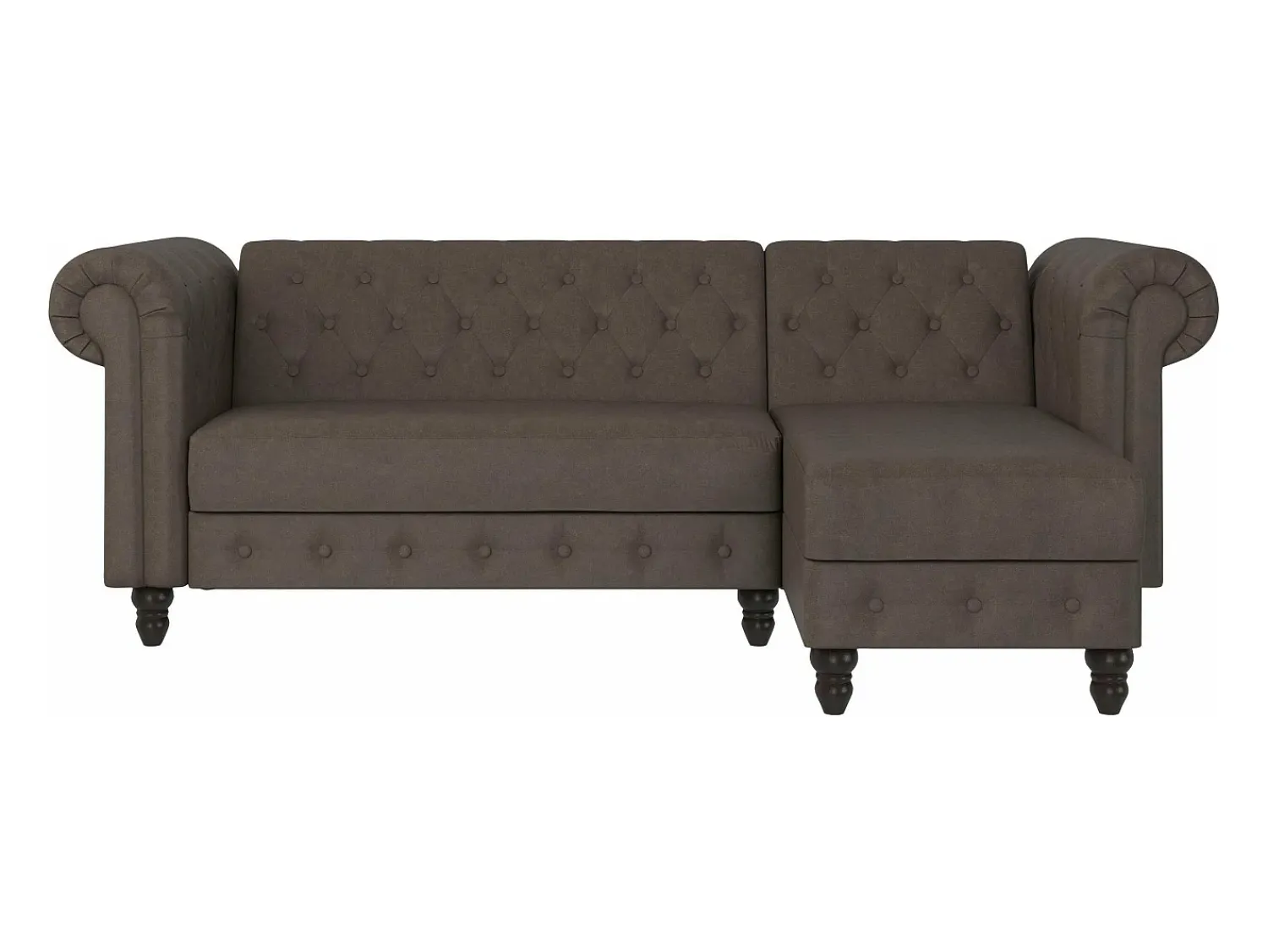 Sofá*Dorel Home Felix | Sofá-cama Chaise Longue em microfibra escuro Castanho