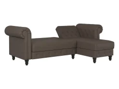Sofá*Dorel Home Felix | Sofá-cama Chaise Longue em microfibra escuro Castanho