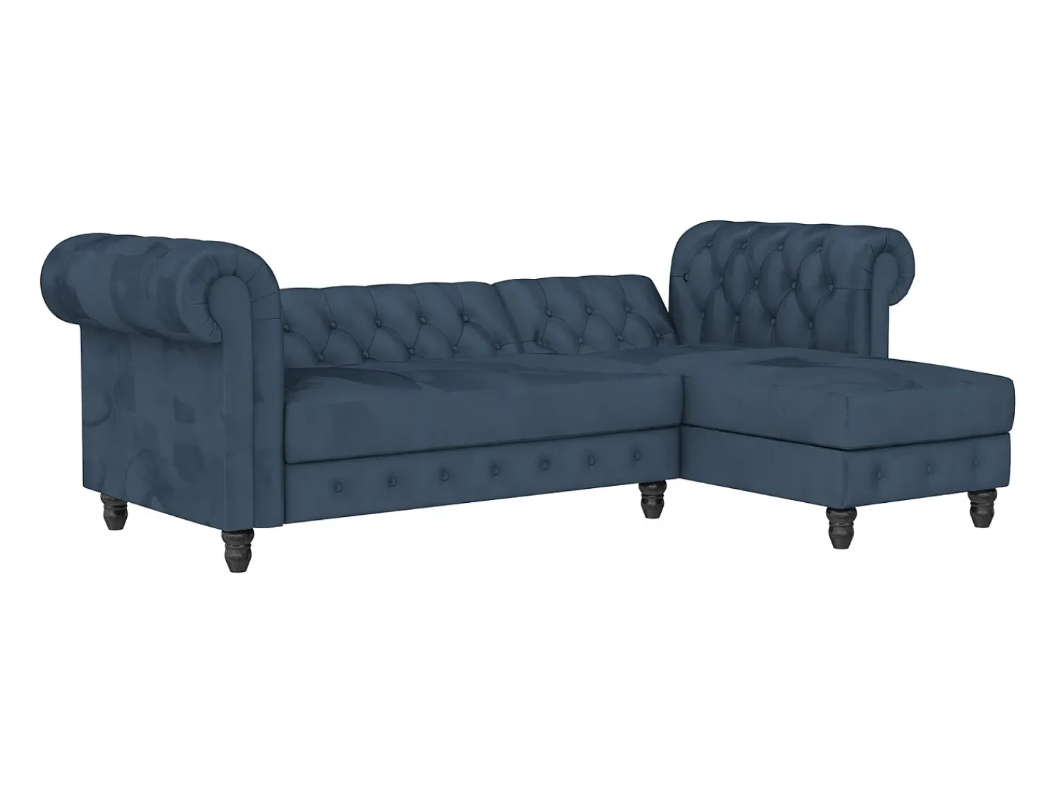 Sofá|Loft24 Felix | Sofá-cama com chaise longue em veludo Azul