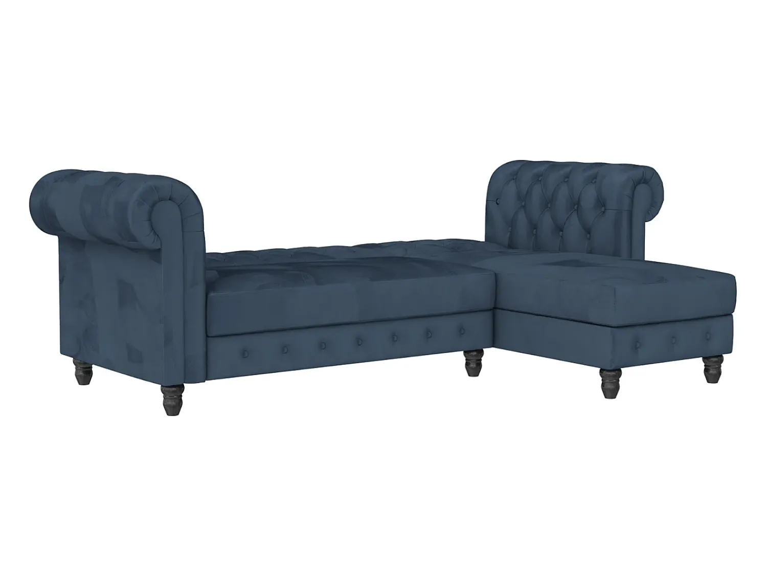 Sofá|Loft24 Felix | Sofá-cama com chaise longue em veludo Azul