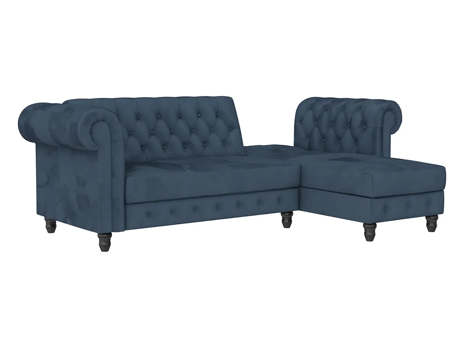 Sofá|Loft24 Felix | Sofá-cama com chaise longue em veludo Azul