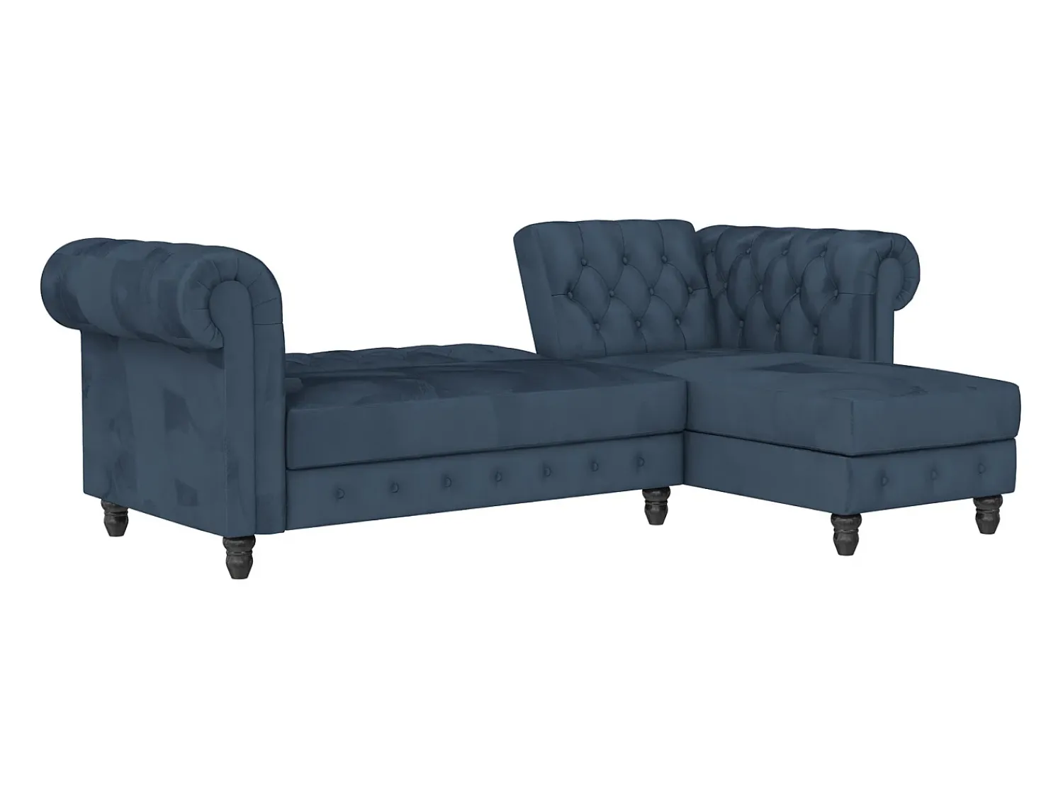 Sofá|Loft24 Felix | Sofá-cama com chaise longue em veludo Azul