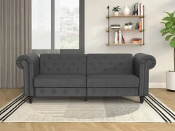 Dorel Home Felix | Sofá-cama de 3 lugares PU Cinzento