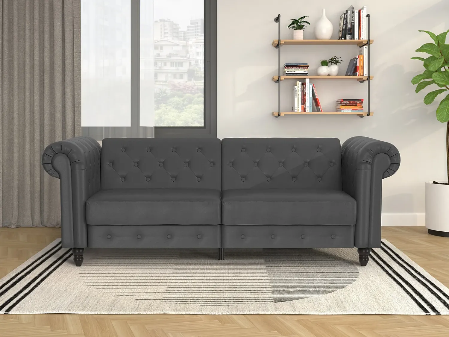 Dorel Home Felix | Sofá-cama de 3 lugares PU Cinzento