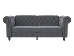 Online Loft24 Felix | Sofá-cama de 3 lugares em veludo antracite Cinza antracite