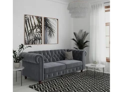 Online Loft24 Felix | Sofá-cama de 3 lugares em veludo antracite Cinza antracite