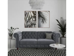 Online Loft24 Felix | Sofá-cama de 3 lugares em veludo antracite Cinza antracite