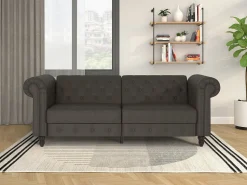 Dorel Home Felix | Sofá-cama de 3 lugares em microfibra Antracite^ Sofá