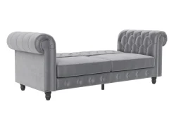 Sofá|Loft24 Felix | Sofá-cama de 3 lugares em veludo Cinzento claro