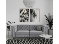 Sofá|Loft24 Felix | Sofá-cama de 3 lugares em veludo Cinzento claro