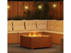 Best vidaxl Fire Pit 80 x 80 x 40 cm Aço resistente às intempéries Castanho