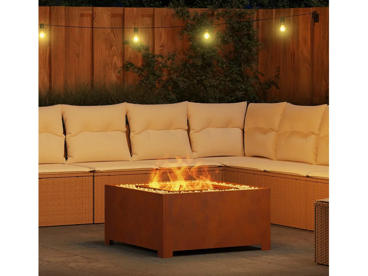 Best vidaxl Fire Pit 80 x 80 x 40 cm Aço resistente às intempéries Castanho