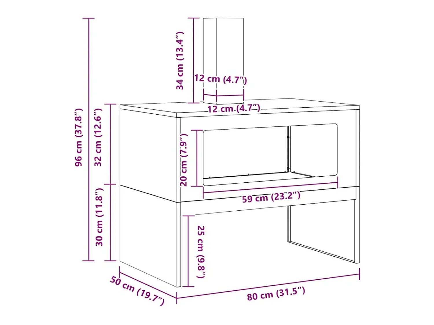 Lareira|vidaxl Fire Pit 80 x 50 x 96 cm Aço resistente às intempéries Castanho