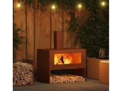 Lareira|vidaxl Fire Pit 80 x 50 x 96 cm Aço resistente às intempéries Castanho
