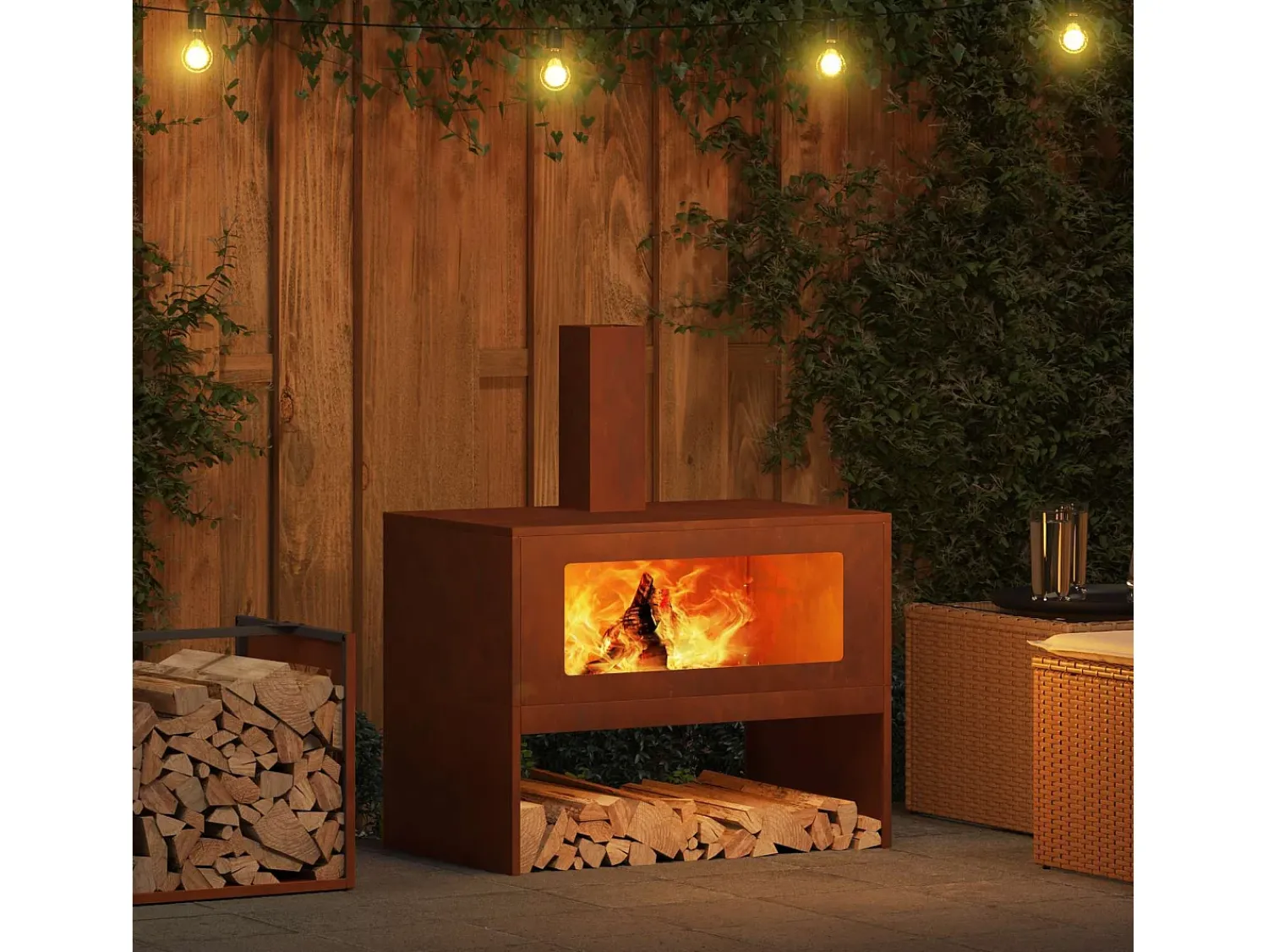 Lareira|vidaxl Fire Pit 80 x 50 x 96 cm Aço resistente às intempéries Castanho